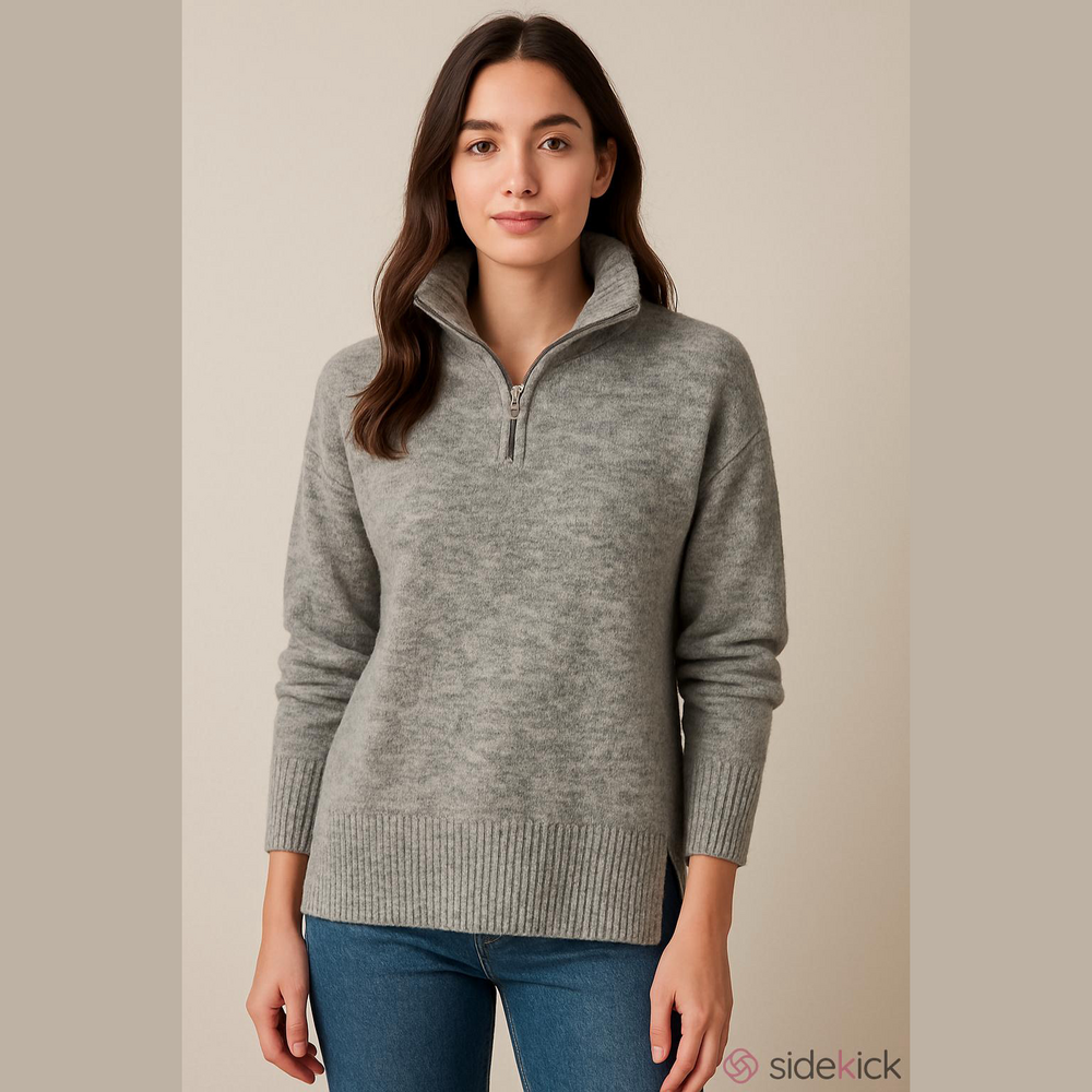 Culture Grey Zip-Up Sweater oversized XS